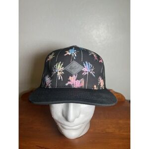 Rip Curl Trucker Hat Black Palm Tree All Over Print Mesh High Profile Snap Back‎